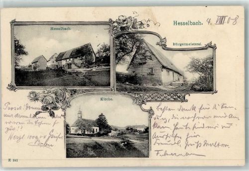 64754 W6121 Hesselbach , Odenw 1908 - Bürgermeisterei Kirche