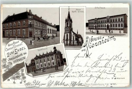 Viernheim 1900 Gasthaus Konzertsaal Zum Engel Jean Lamberth Ww. Rathaus Neue Kath. Kirche Schulhaus Vorläufer