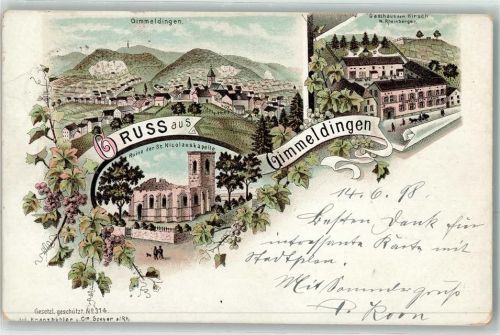 Gimmeldingen 1898 Gasthaus Zum Hirsch W. Rheinberger Ruine St. Nicolauskapelle