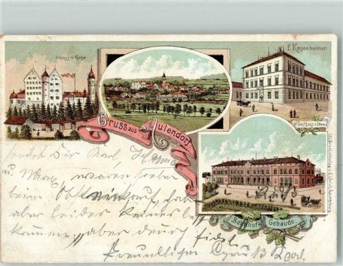 Aulendorf 1900 Schloss Kirche Gasthaus Zum Löwen F. Kesenheimer Bahnhofsgebäude