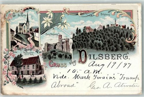 Dilsberg 1897 Ev. Kirche Gasthaus F. Roth Burg