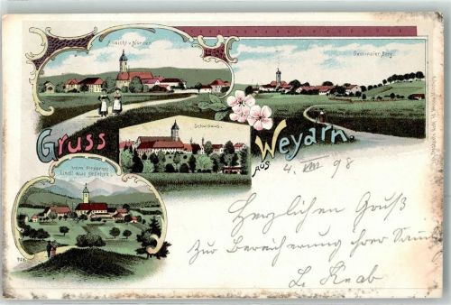 Weyarn 1898 Sedlmaier Berg Schulhaus