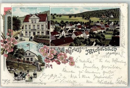 65326 W6209 Michelbach , Untertaunuskr 1898 Lithographie Hotel Gergelius Saalbau