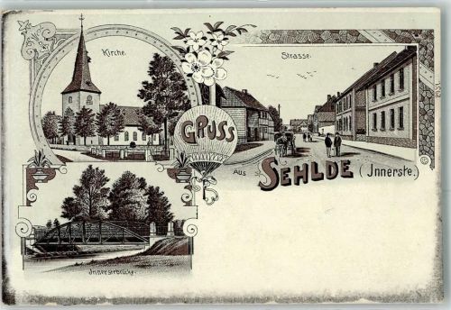 Sehlde Kirche Innerstebrücke Lithographie Loch