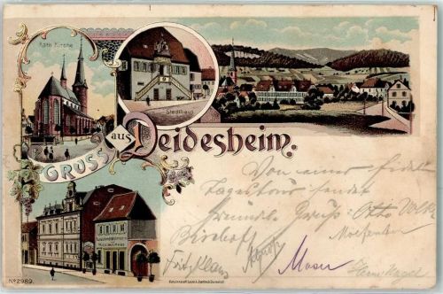 Deidesheim 1900 Kath. Kirche Stadthaus Kunst- und Handelsgärtnerei Nicolaus Mees