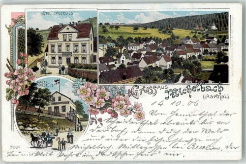65326 W6209 Michelbach , Untertaunuskr Lithographie Hotel Gregelius Saalbau