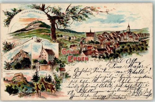 78234 W7707 Engen , Hegau 1899 Lithographie Hohenhöwen Mägdeberg Krenkinger Schloss Hohenkrähen