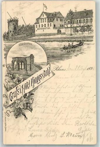 56321 W5401 Rhens 1896 - Hotel Königsstuhl Ruine Turm Vorläufer