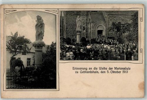 Gebhardshain Weihe der Mariensäule 05. Oktober 1913 Stempel Bürgermeisteramt