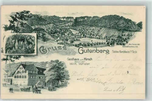 Gutenberg 1901 Wolfsschlucht Gasthaus Zum Hirsch Wilh. Votteler