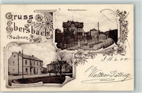Ebersbach 1900 Bahnhofstraße Österreichische und Sächsische Zollamt