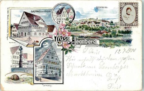 Leonberg 1900 Gasthaus Zum Zum Hirsch Keplerhaus Marktplatz Schnecke Rathaus Eisenbahn