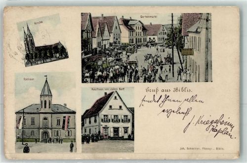 Biblis Kirche Gurkenmarkt Rathaus Kaufhaus Jakob Neff