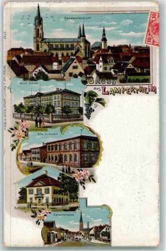 Lampertheim 1913 Neue Schule Alte Schulen Rathaus Kaiserstraße
