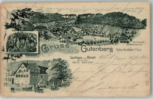 Gutenberg 1900 Wolfsschlucht Gasthaus Zum Hirsch Wilh. Votteler