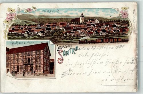 Sontra 1900 Gasthaus Zum Adler Bahnpost Bebra