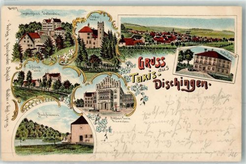 73450 W7925 Dischingen 1903 Lithographie Jagdschloss Duttenstein Schloss Taxis Gasthaus Prinzenbau Buchbrunnen