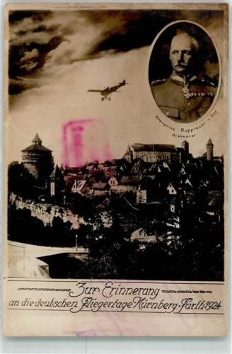 Nürnberg Deutsche Fliegertage 1924 Kronprinz Rupprecht Sonderstempel