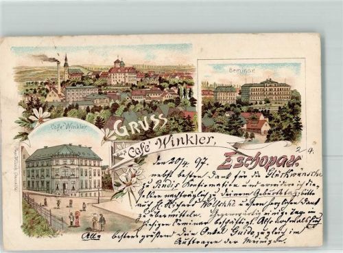 09405 O9360 Zschopau 1897 Lithographie Cafe Winkler Seminar