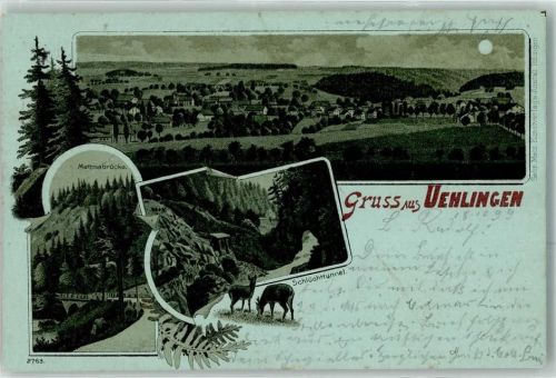 Ühlingen 1899 Mettmabrücke Schlüchttunnel Jagdtiere Rehe