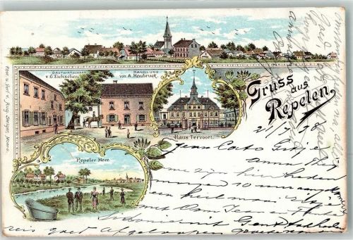 Repelen 1898 Gasthaus G. Eichschen Handlung A. Haubruck Haus Tervoort Repeler meer