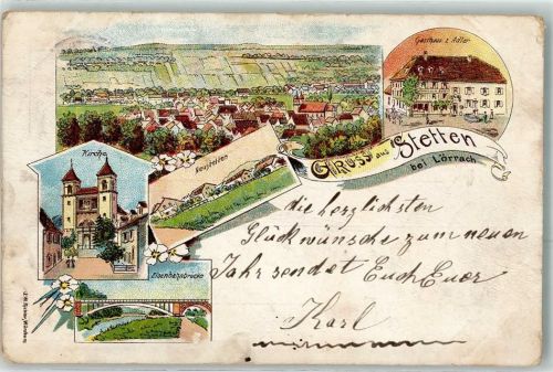 Stetten 1897 Kirche Neustetten Gasthaus Zum Adler Eisenbahnbrücke