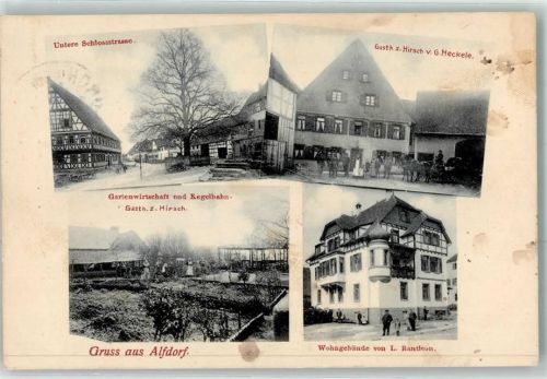 Alfdorf 1910 Untere Schlosstraße Gasthaus Zum Hirsch G. Heckele Wohngebäude L. Bantleon