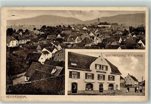79423 W7843 Heitersheim 1915 - Geschäftshaus Jos. Schmid Feldpost WK I II. Ersatz-Batl. Inf.-Regt. 142 2. Rekruten Depot