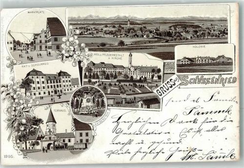 Bad Schussenried 1897 Marktplatz Rathaus Schule Heil- und Pflege- Anstalt Kirche Kolonie Torhaus