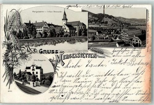 89518 W7920 Mergelstetten 1902 Lithographie Brenz Villa Zoeppritz