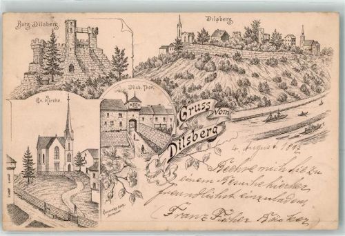 Dilsberg 1897 Burg Ev. Kirche Tor Vorläufer