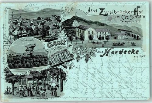 Herdecke 1902 Teufelskanzel hotel Zweibrücker Hof C. W. Schulte