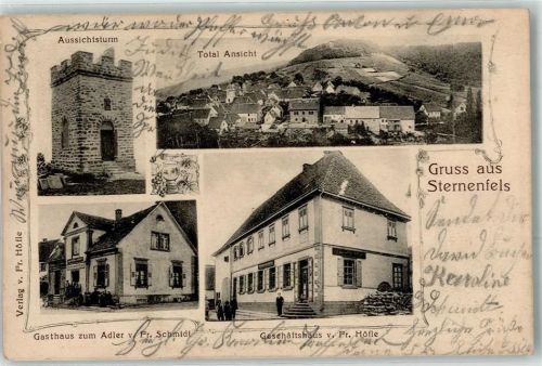 Sternenfels Aussichtsturm Gasthaus Zum Adler Fr. Schmidt Geschäftshaus Fr. Höfle