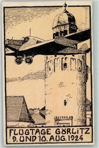 Görlitz Flugtage August 1924 sign E. Krafft Sonerstempel