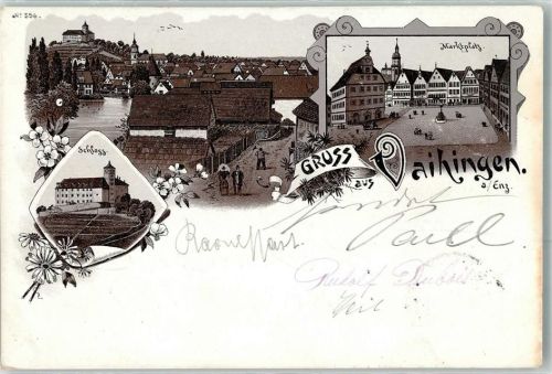 71665 W7143 Vaihingen an der Enz 1899 Lithographie Schloss Marktplatz