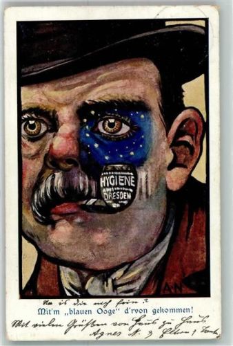 O8000 Dresden Mit'm blauen Ooge Auge d'rvon gekommen! Hygiene Ausstellung Kunstgeschichte Dresden