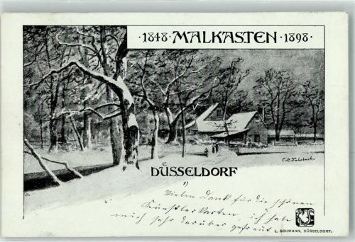 W4000 Düsseldorf Malkasten sign Fahrbach Winter Kunstgeschichte Düsseldorf 1898