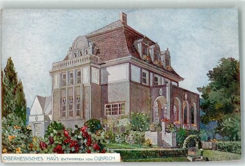 W6100 Darmstadt Oberhessisches Haus Ausstellungs-Künstlerkarten der Hessischen Landesausstellung 1908 Olbrich