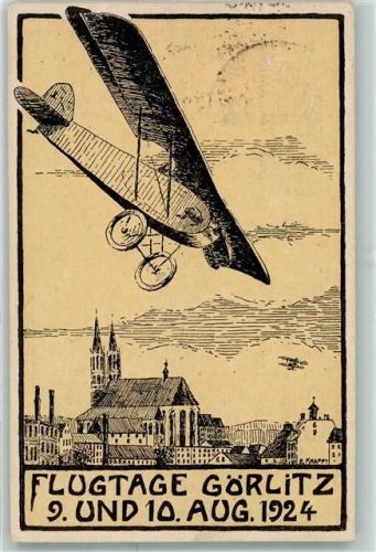 Görlitz Flugtage August 1924 sign E. Krafft Sonerstempel