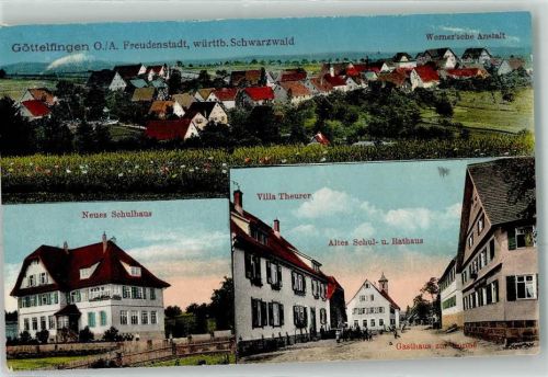 Göttelfingen Neues Schulhaus Villa Theurer Altes Schuul- und Rathaus Gasthaus Zur Sonne Wernersche Anstalt
