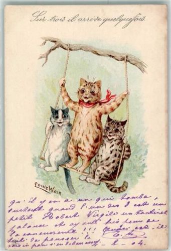 Katzen Schaukel Sur trois il arrive quelquefois Serie 331 Raphael Tuck & Fils Wain, Louis 1904