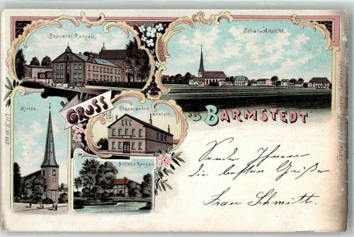 25355 W2202 Barmstedt 1899 Lithographie Brauerei Ranzau Kirche Präparanden Anstalt Schloss Ranzau Bahnpost Elmshofen - Barmstedt Zug 15
