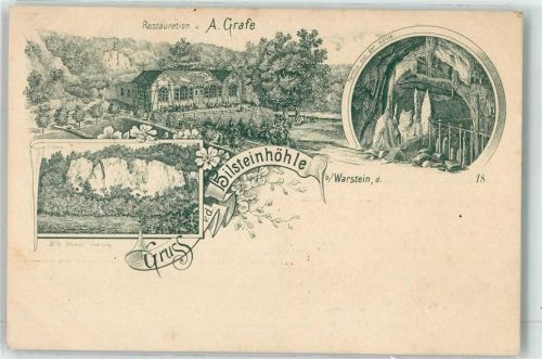 Warstein Vorläufer Druck 1880 - 1889 Bilsteinhöhle Gasthaus A. Grafe