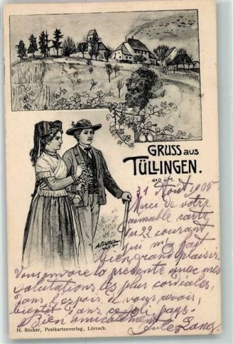 W7850 Tüllingen Markgräfler Trachten Glattacker 1905