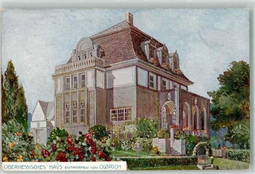 Darmstadt Oberhessisches Haus Ausstellungs-Künstlerkarten der Hessischen Landesausstellung 1908