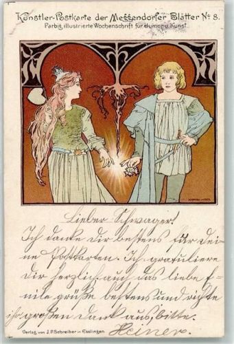 1898 Künstler-Postkarte Nr 8 Jugendstil