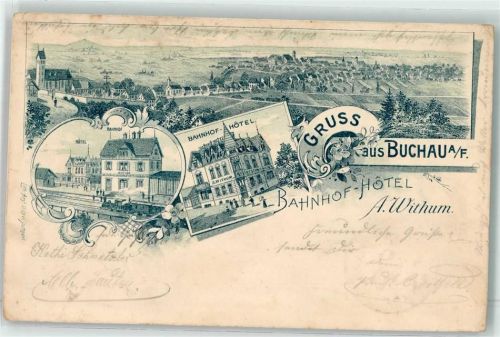 Buchau 1902 Hotel A. Withum Bahnhof Vorläufer