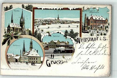Neustadt 1901 Kirche Rathaus Bahnhof Eisenbahn Kgl. Amtsgericht Siegessäule