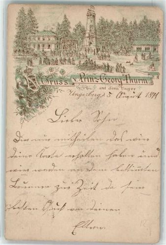 Neustadt 1891 Vorläufer Druck 1880 - 1889 Prinz Georg Turm auf dem Ungerberg