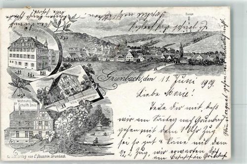 73630 W7064 Grunbach , Rems 1909 - Olga Stift Villa Middenberger Wohnung des Schult. Deila Ruderboot Vorläufer